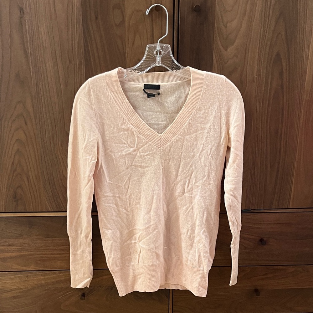 J. Crew Women's V-Neck Cashmere Sweater in Light Pink